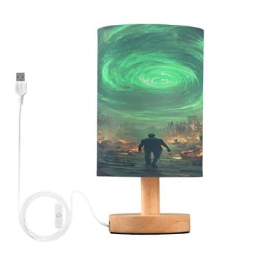 Imagem de Joisal Green Energy Vortex pequeno candeeiro de mesa de cabeceira, candeeiros de mesa de cabeceira para quarto com abajur moderno de linho, reforma da casa