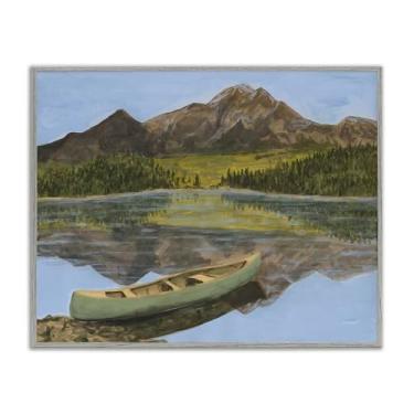 Imagem de Stupell Industries Lago alpino com canoa cinza emoldurado giclée design de arte por Michael Willett, 76 x 61 cm