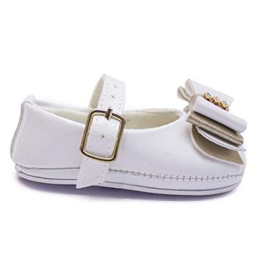 Imagem de Sapatinho De Bebê Primeiros Passos Casual Com Lacinho Dt B03 (16, Branco Dourado)