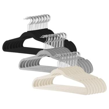 Imagem de Kit Cabides Veludo Para Roupas Adulto 30 Unidades Fino Resistente (Preto)