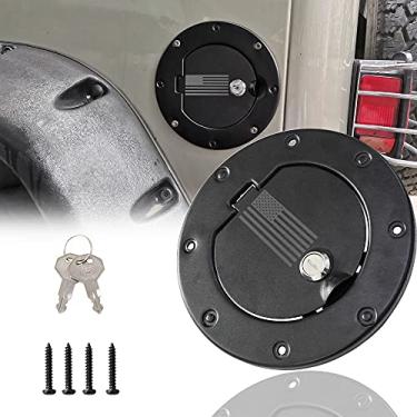 Imagem de Bestaoo Tampa de tanque de combustível para porta de enchimento de combustível para Jeep Wrangler TJ 1997-2006 - Bandeira dos EUA