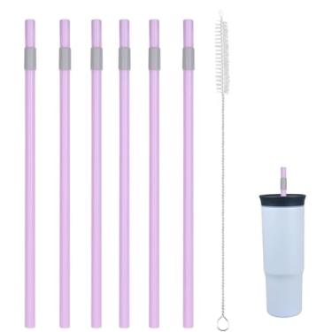 Imagem de Canudos de substituição para copo Owala de 1,134 g - inclui 6 canudos e 1 pacote de escova de limpeza (cinza-rosa)