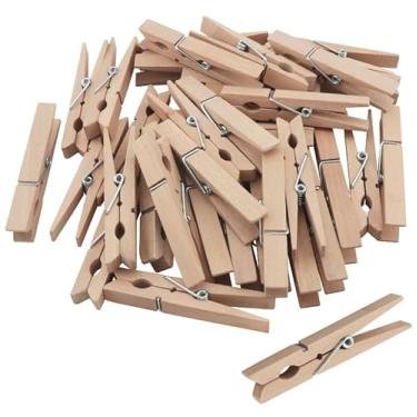 Imagem de SJZBIN 50 peças, prendedor de roupa de madeira, cor de madeira crua, clipe de armazenamento para serviço pesado, 7,2 x 1 cm para clipe de foto, artesanato, decoração, roupas penduradas ao ar livre