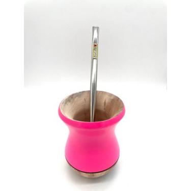 Imagem de Kit: Cuia de Madeira + Bomba Inox + Brinde - Michelon, Rosa