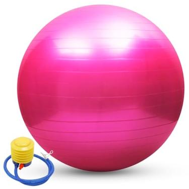 Imagem de Anti -Burst Yoga Ball espessou a bola de equilíbrio de estabilidade do PVC para o exercício de fitness de ioga pilates com bomba de ar 55cm 65cm 75cm rosa azul (55)