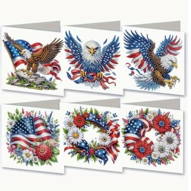 Imagem de Syntego 6 peças DIY Patriótico American Eagle e Flag Greeting Card Diamond Art Kit