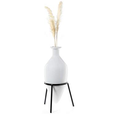 Imagem de Uniquewise Vaso de Amphora pontiagudo estilo romano em tripé de metal, branco