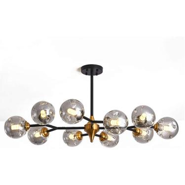 Imagem de Sputnik Chdelier Vintage Globo De Vidro Luz De Teto Iluminação Luminárias E27 Fonte De Luz Altura Ajustável Pendt Luz Para Quarto, Cognac, 6 head