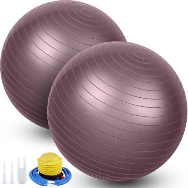 Imagem de Leyndo 2 peças de bola de ioga bola de exercício grande 66 polegadas exercício anti-explosão bola fitness parto com bomba, 65 cm para melhorar a postura, equilíbrio, ioga, pilates, treinamento (rosa)