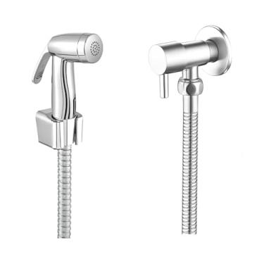 Imagem de Ducha Higiênica Cromada com Mangueira de 2 Metros, Acabamento em ABS, Conexão 1/2 Polegada