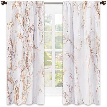 Imagem de Cortinas blecaute de mármore – Cortinas de quarto e sala de estar com isolamento térmico, economia de energia e redução de ruído, L 132 x C 182 cm