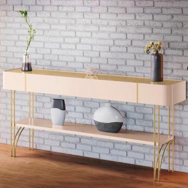 Imagem de Aparador Decorativo Vivant MDP/MDF Pés de Aço Off White/Champagne G26 