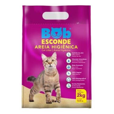 Imagem de Areia Higiênica Para Gatos Bob Esconde Natural Mandioca 2kg Anti Odor