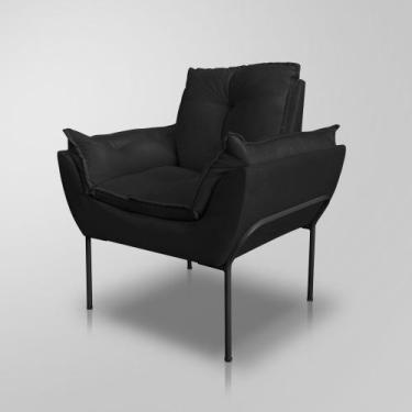 Imagem de Poltrona Decorativa Escritório de Luxo - Base de Ferro Preto - Dávila 