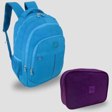 Imagem de Kit Escolar Bolsa Infantil e Estojo Box Feminino Kit Escolar Impermeáv