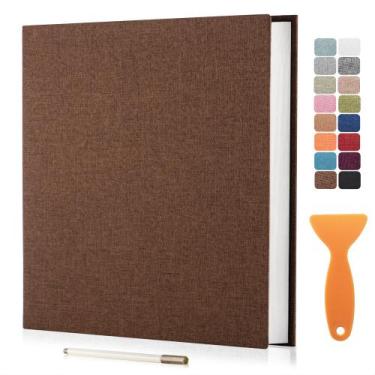 Imagem de Álbum de fotos Scrapbook HoneyTolly Large Brown com caneta e raspador