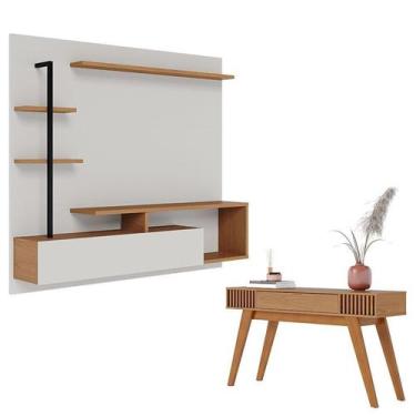 Imagem de Painel para Tv Home Suspenso Maragogi Off White Freijó com Aparador Ri