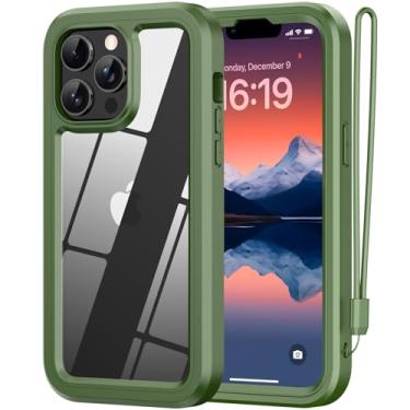 Imagem de ANB Capa para iPhone 13 Pro Max, PC rígido + silicone macio 3 em 1, resistente, de grau militar, resistente a choques, capa para iPhone 13 Pro Max de 6,7 polegadas, suporta carregamento sem fio (verde