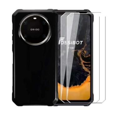 Imagem de WDMYLFTW Capa para Fossibot F109 + [pacote com 2] Película protetora de tela de vidro temperado - Capa protetora de TPU (poliuretano termoplástico) macio e flexível à prova de choque para Fossibot