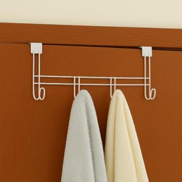 Imagem de Cabide para Porta com 4 Ganchos para Pendurar Toalha Roupas Bolsas e Acessórios Multiuso (1 UND) (Branco)