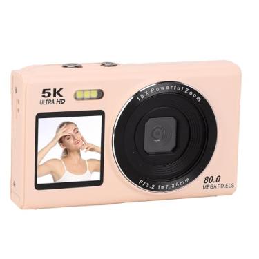 Imagem de VBESTLIFE Câmera Digital 5K para Fotografia, Câmera de 80MP de Telas Duplas Com Zoom de 18x, Luz de Preenchimento, Câmera de Wifi Compacto de Foco Automático para Viagem (Róseo)