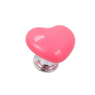 Imagem de Botão de Pressão Descarga Toalete Formato Coração para Mulher Elegante Unhas Grandes Pintadas e Criança Mão Infantil Empurra Vaso Sanitário (Rosa)