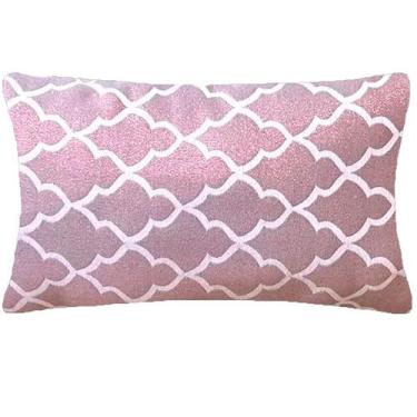 Imagem de Almofada Retangular Luxo Geométrico Rosê Gold 50x28cm - Sua Casa Decor