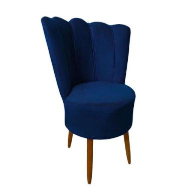 Imagem de Cadeira Poltrona Decorativa Pétala Veludo Luxo Premium Pés Retrô Palit