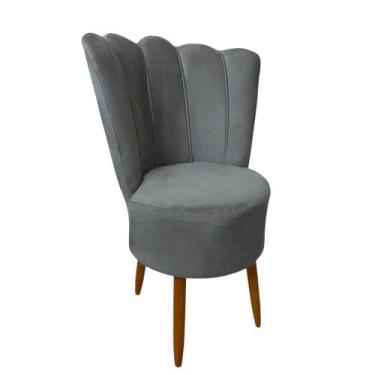 Imagem de Cadeira Poltrona Decorativa Pétala Veludo Luxo Premium Pés Retrô Palit