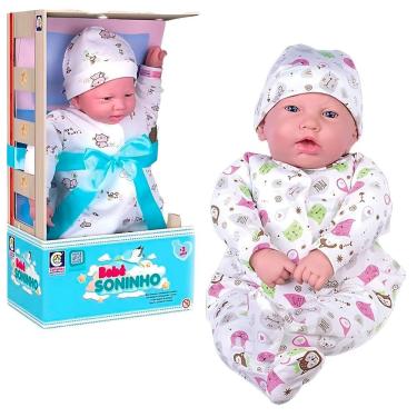 Imagem de Boneca Bebe Soninho com Pijaminha e Touca