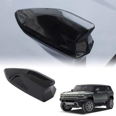 Imagem de Yinanlutos Capa de antena de teto em forma de barbatana de tubarão compatível com captador Hummer EV SUV 2024 2025 acessórios Topper antena carro tubarão capa decoração exterior ABS 1 peça (preto
