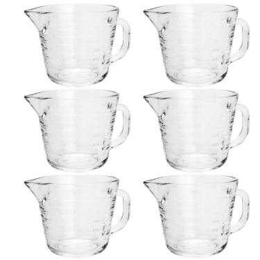 Imagem de Kit 6 Jarras Medidoras de Vidro 700ml Lyor Copos Medidas Receitas Alça Bico