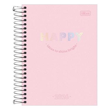 Imagem de Agenda Diária 2026 Espiral M4 176Fls Happy Rosa Tilibra