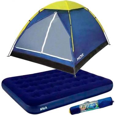 Imagem de Barraca Camping até 4 Pessoas Porta Dupla com Colchão Inflável Casal