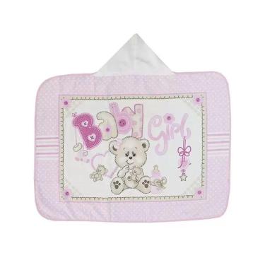Imagem de Toalha Banho Velour AF958 com Capuz Baby Girl Rosa - Dohler