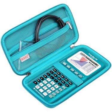 Imagem de BOVKE Estojo rígido de viagem para Texas Instruments TI-84 Plus CE/TI-84 Plus/TI-83 Plus CE/TI-83 Plus/Casio fx-9750GIII Calculadora gráfica, bolso de malha para cabos USB, manual, canetas, acessórios