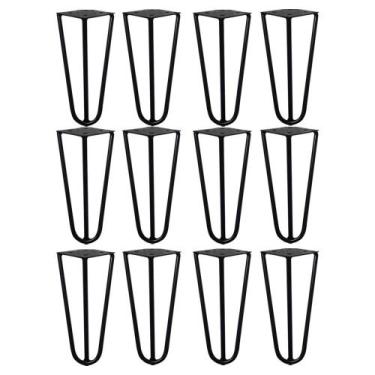 Imagem de Kit 12 Pés de Metal 15 CM Hairpin Legs Mesas de Centro Puffs Preto G41