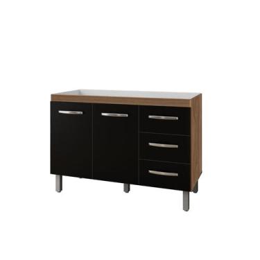 Imagem de Balcão Armário Para Pia De Cozinha 1,20 3 Gavetas 2 Portas Cor Savana/