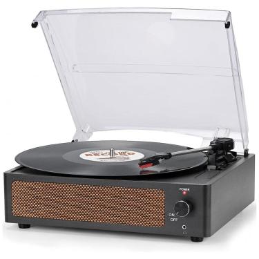 Imagem de Toca Discos Retro 3 Velocidades com Alto Falantes e Entrada AUX, Seasonlife, Preto