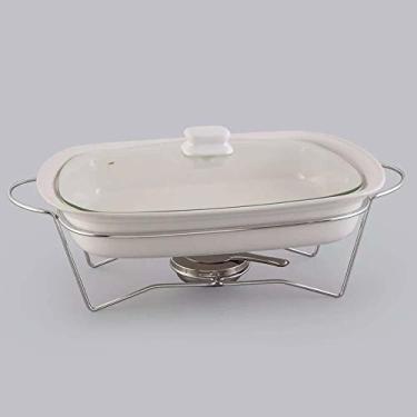 Imagem de Rechaud Retangular Bon Gourmet de Porcelana - 34cm - Branco - 30381