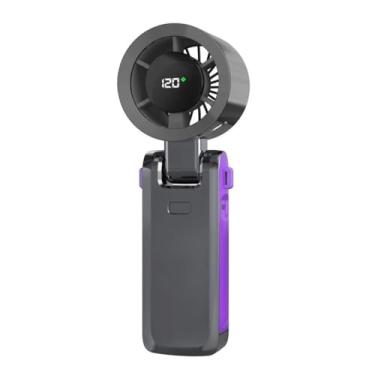 Imagem de Ventilador portátil portátil, ventilador pessoal recarregável, mini ventilador de mesa dobrável de 180° com velocidade de vento de 120, visor digital LCD, cordão como ventilador de pescoço