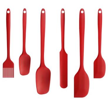 Imagem de Yaritogeru Conjunto de 6 espátulas de borracha de silicone, escova de cozinha para óleo, espátula de colher de borracha, raspadores flexíveis antiaderentes resistentes ao calor ou assar, cozinhar e