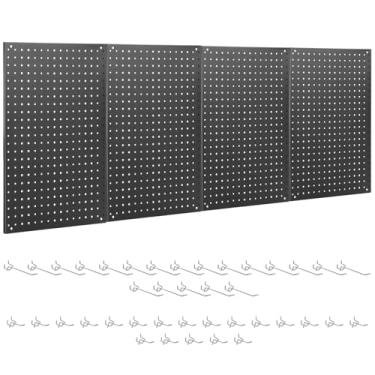 Imagem de ENJOYWOOD Pegboard, kit organizador de parede modular preto com 40 ganchos de 61 x 40 cm, design de orifício de tamanho duplo para armazenamento de ferramentas domésticas, organização de garagem