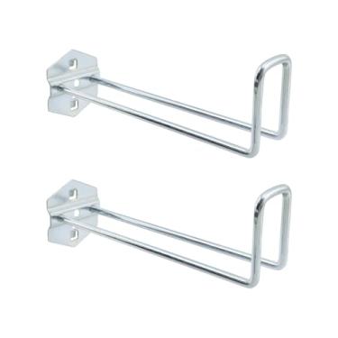 Imagem de Rannb Ganchos de Pegboard Ganchos de metal resistente de aço de 0,95 cm para pinos espaçados de 2,8 cm, ganchos de parede para bobinas penduradas, ferramentas de 20 cm de comprimento - 2 peças
