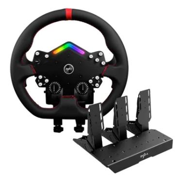 Imagem de Conjunto Volante Pedal Gamer PC Ps4 Premium Racing Driving