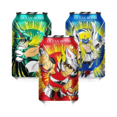 Imagem de Kit 3 Refrigerante Ocean Bomb Lata 330 ml Os Cavaleiros do Zodíaco