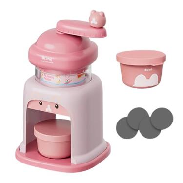 Imagem de IEUDNS de gelo manual, máquina de raspadinha leve para festas em casa, bar, restaurante, Rosa com 2 Tigelas