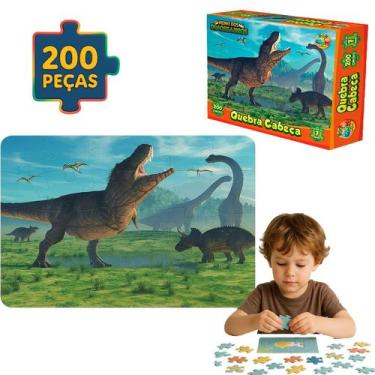 Imagem de Quebra Cabeça Jogo Dinossauro 200pçs Educativo Pedagogico - GGB