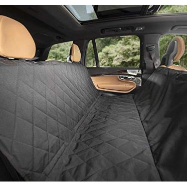 Imagem de Plush Paws Products Protetor de assento traseiro de carro premium com rede | Capa de assento traseiro lavável e impermeável para carro, caminhão e SUV | Capa de assento antiderrapante resistente a