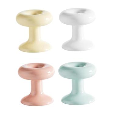 Imagem de KiBcsLic 4 peças de botão de vaso sanitário em formato de rosquinha, empurrador de tampa de assento sanitário, acessórios decorativos, puxador de gaveta, botão